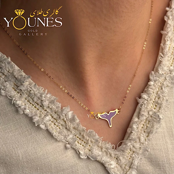 گردنبند میناکاری دم وال بنفش طلا